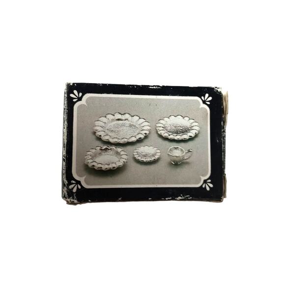 Vintage Emson Pewter Dollhouse Miniatures 5pc Place Setting 1988 Taiwan Retro - Picture 10 of 13